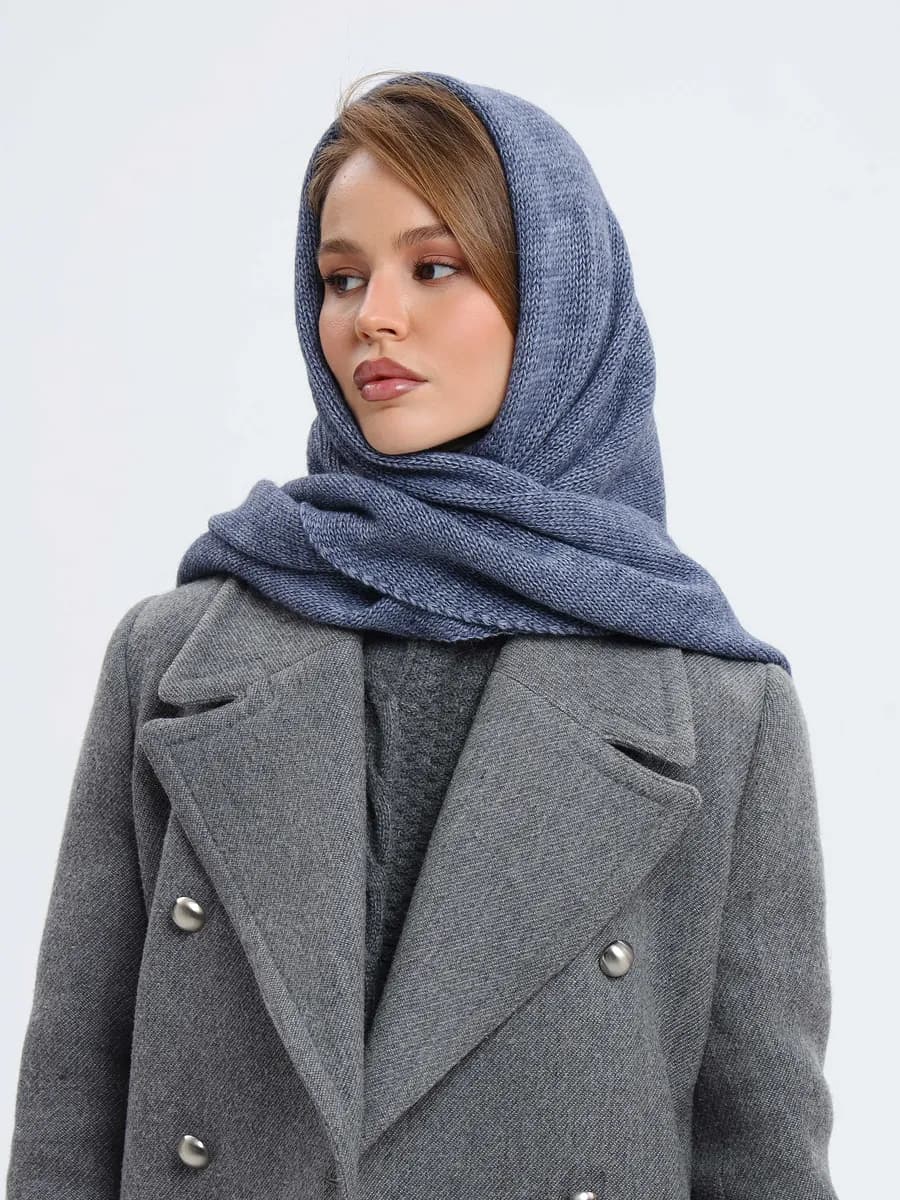 Косынка, платок теплый вязаный осенний на шею и на голову