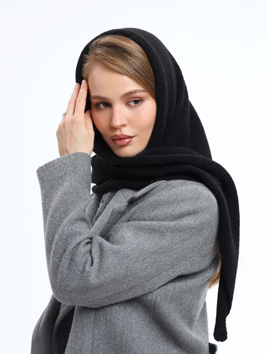 Косынка, платок теплый вязаный осенний на шею и на голову