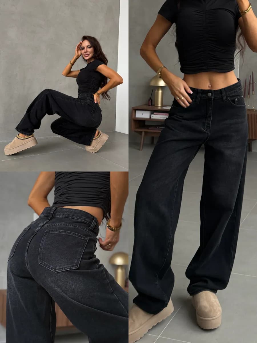 Джинсы клеш багги широкие