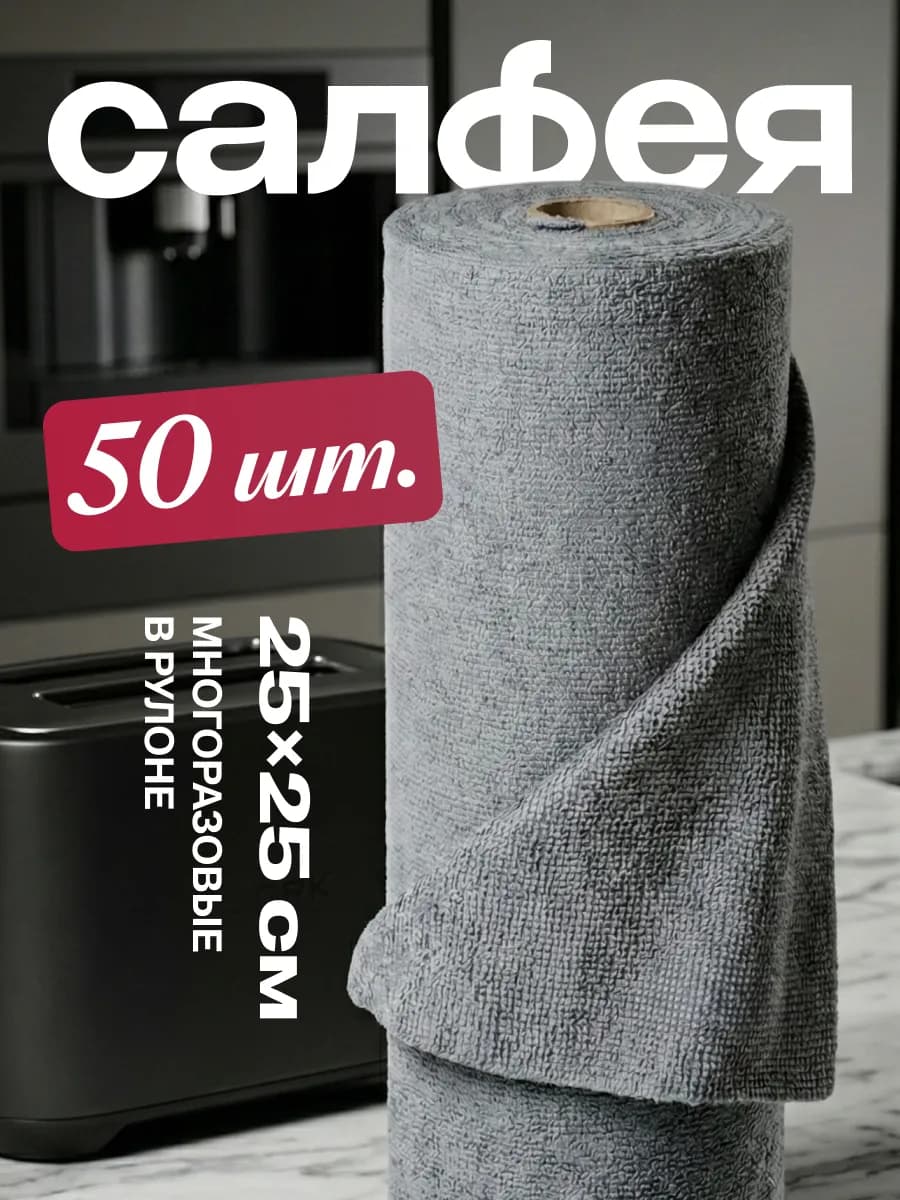 Салфетки для уборки и кухни из микрофибры в рулоне