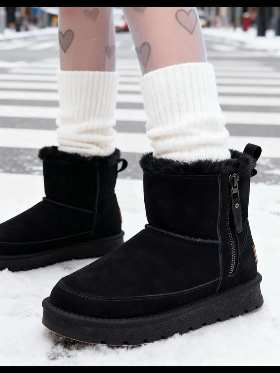 Зимние угги из натуральной замши, ботинки