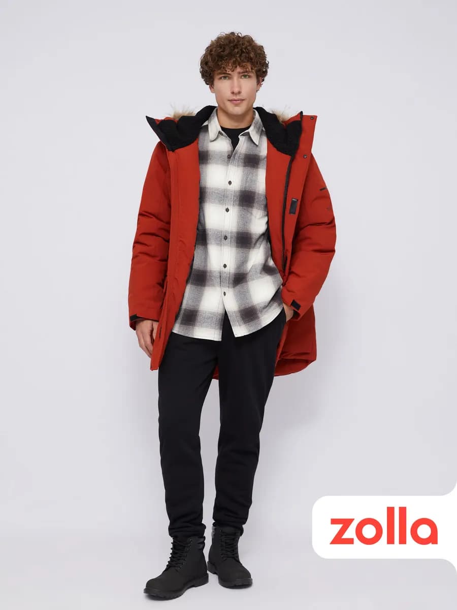 Длинная мужская куртка с капюшоном зима