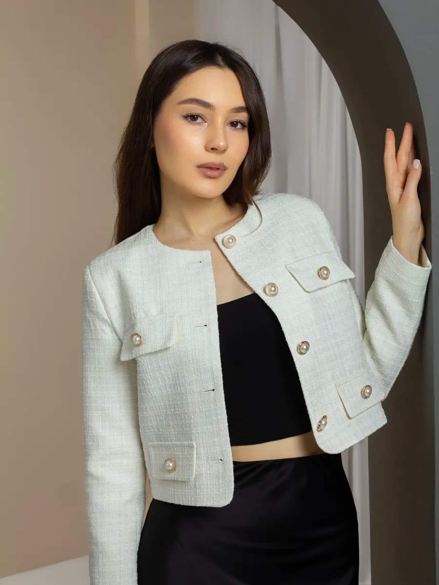 пиджак твидовый жакет укороченный