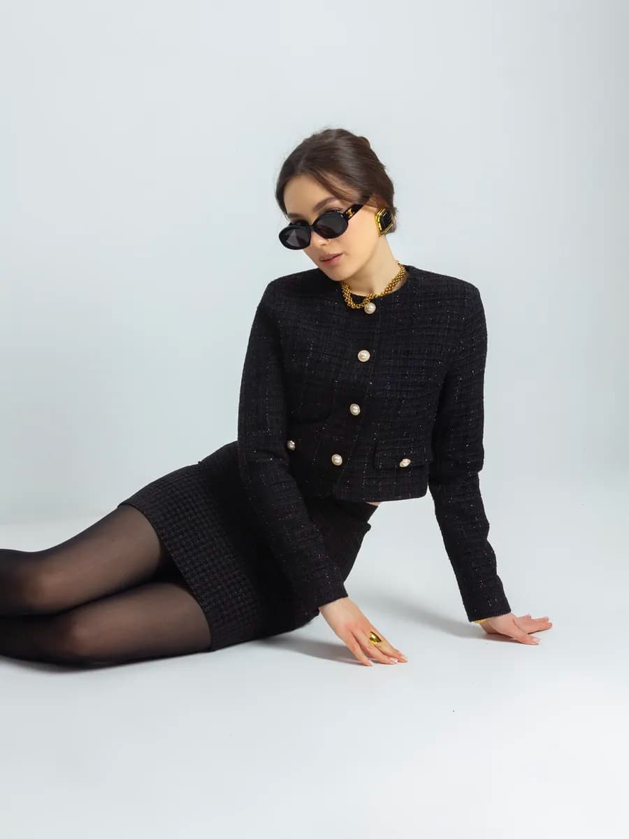 пиджак твидовый жакет укороченный