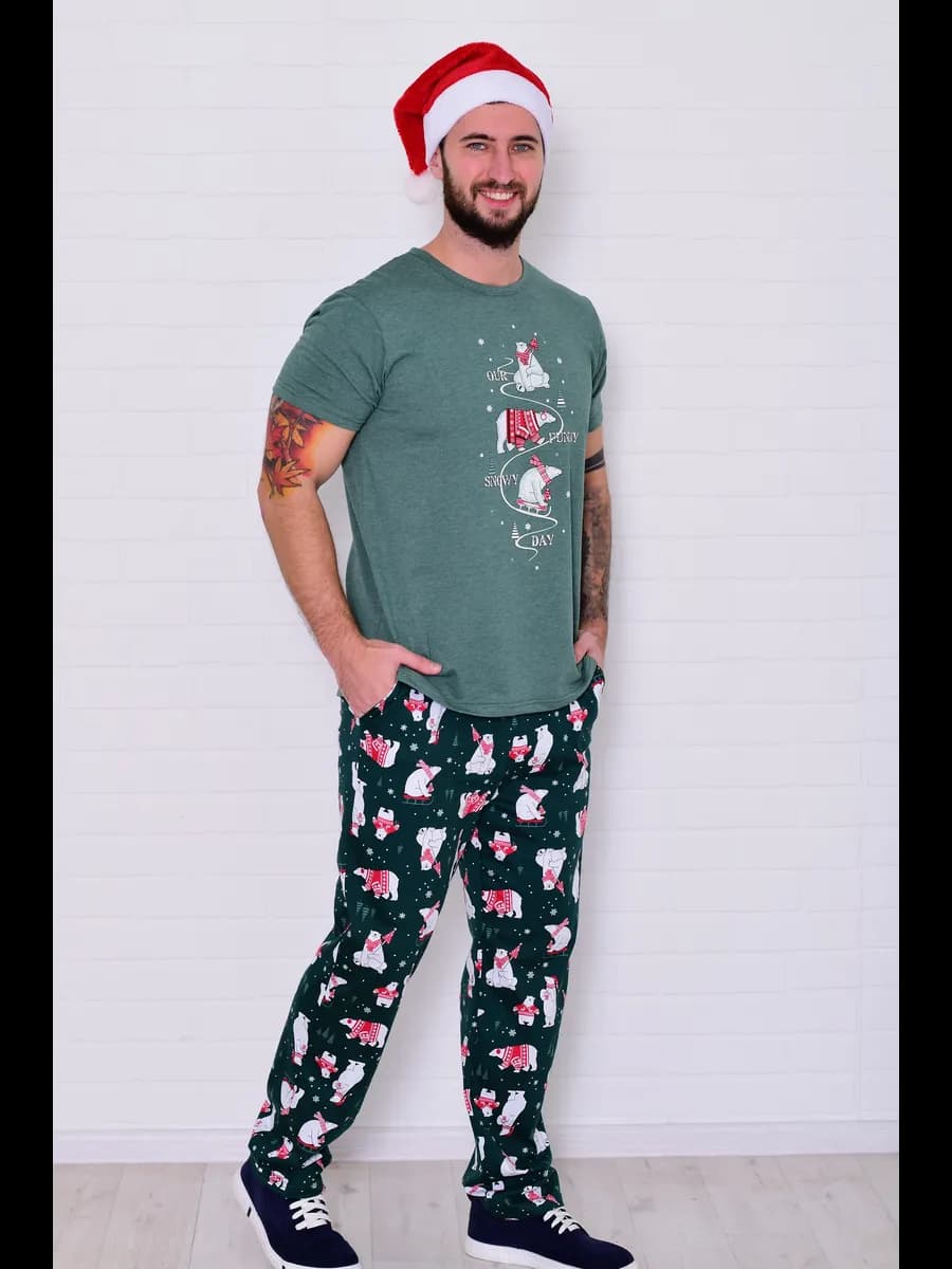 Пижама мужская, новогодний домашний костюм с брюками
