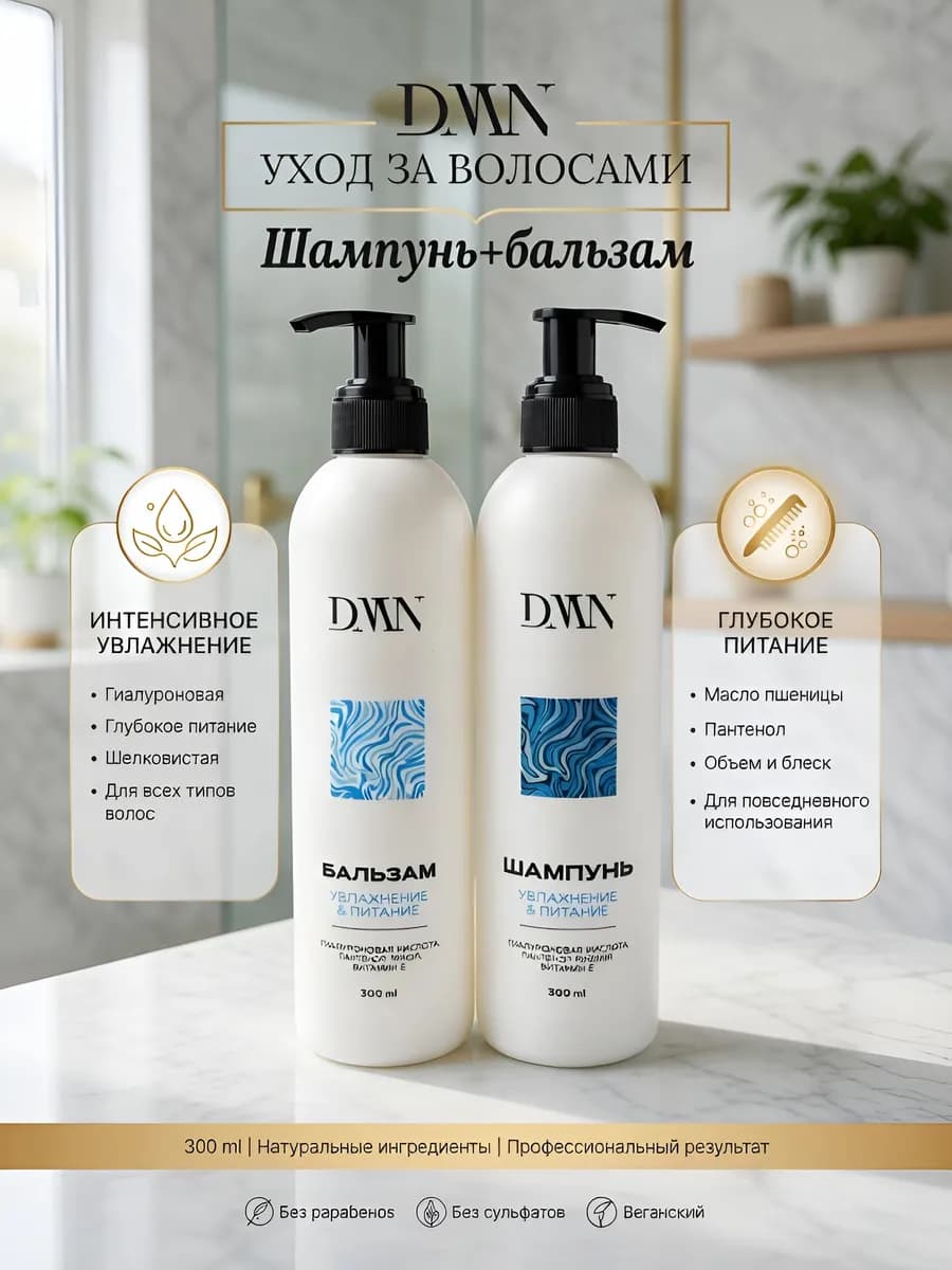 Шампунь и бальзам для волос женский профессиональный набор
