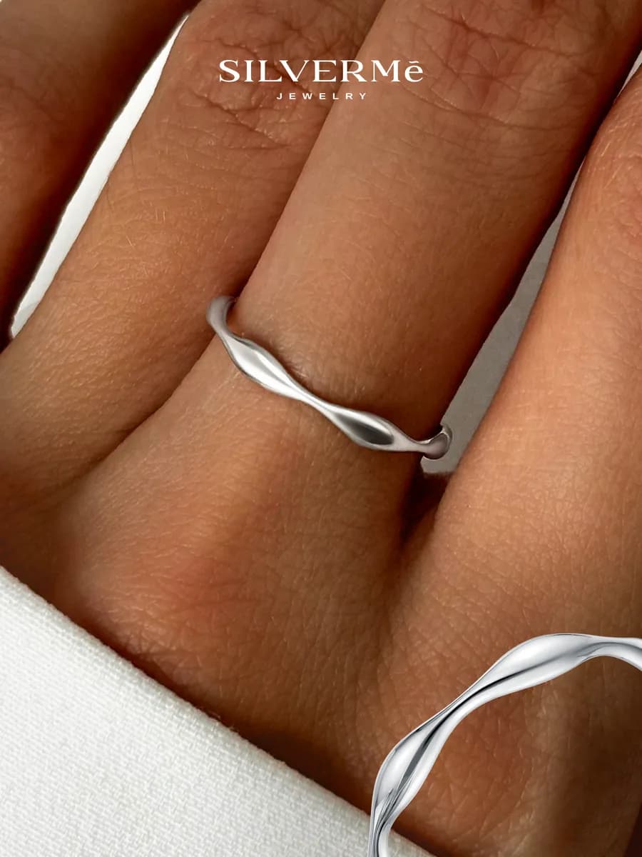 Кольцо серебряное помолвочное серебро 925 волна