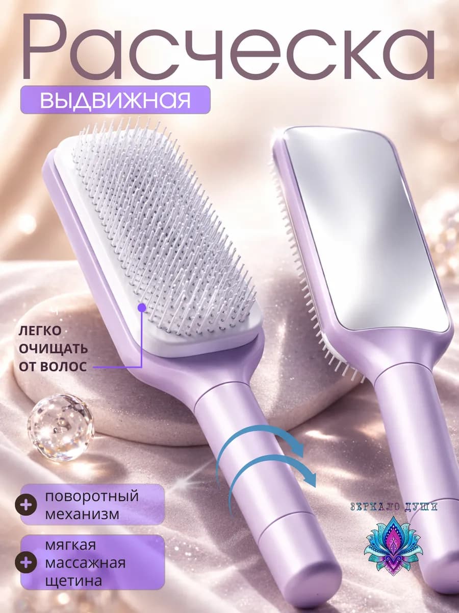 Расческа для волос складная самоочищающаяся