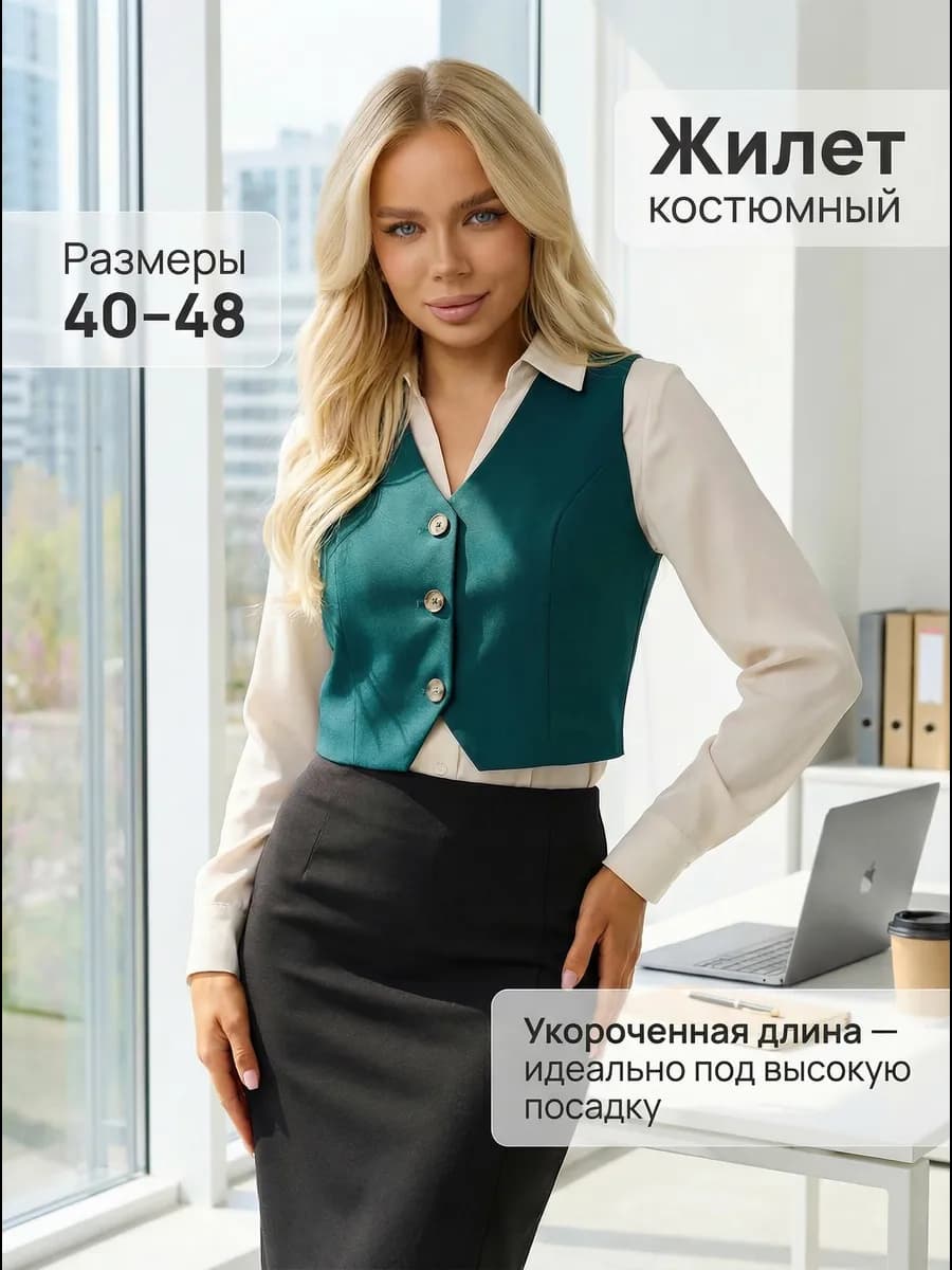 Жилетка укороченная офисная