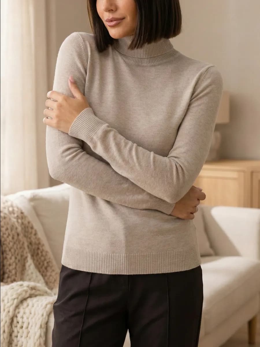 Водолазка гладкая с длинным рукавом кашемир