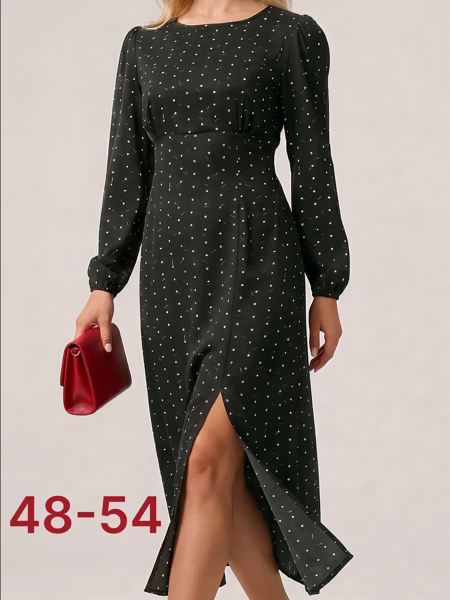 Женское повседневное офисное платье в горошек нарядное