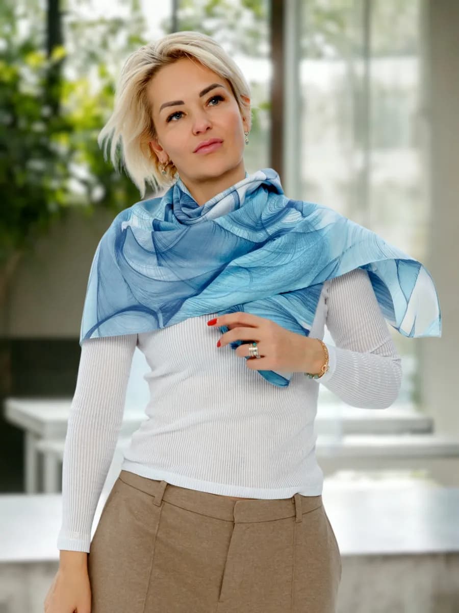 Платок теплый на голову и плечи осенний Кашемир