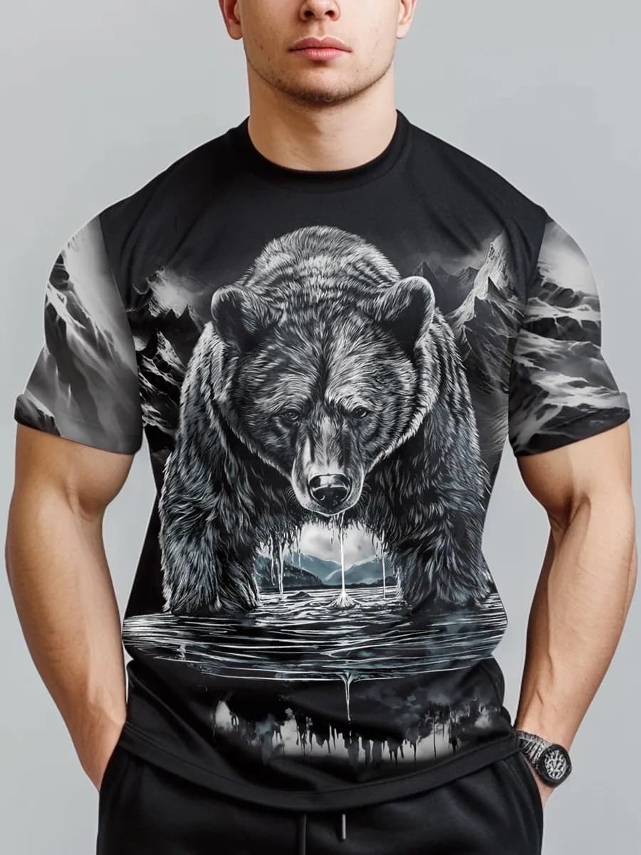 Футболка с принтом медведя - фото 1