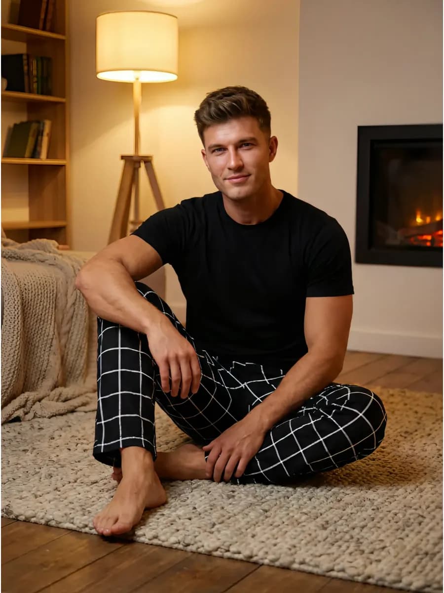 Пижама со штанами и футболкой домашний костюм - фото 1