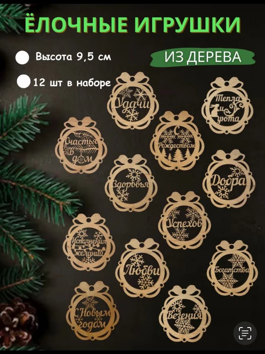 Новогодние елочные игрушки набор интерьерные украшения - фото 1