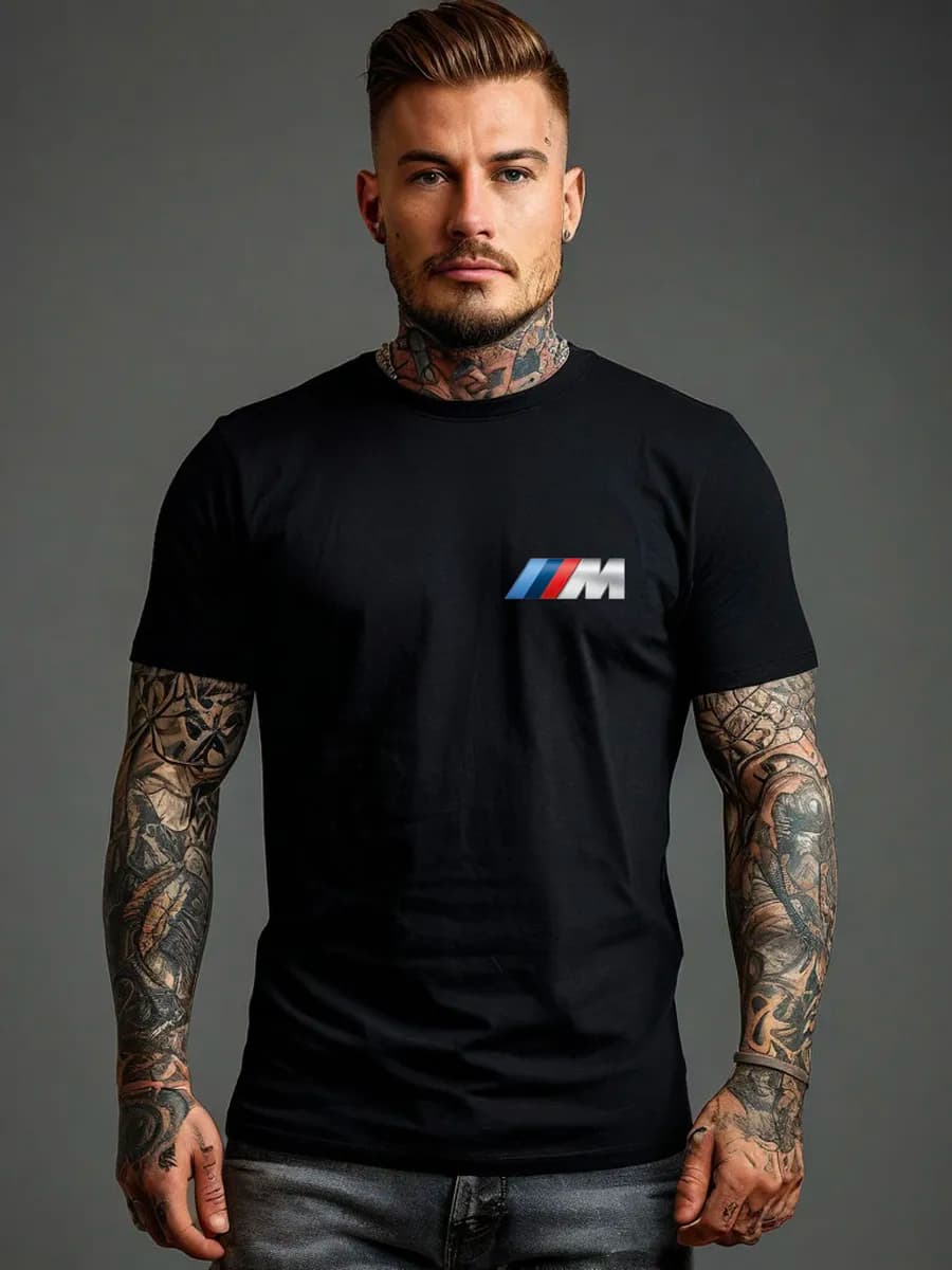 Футболка мужская с принтом BMW, черная оверсайз одежда