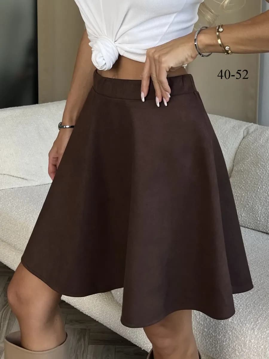 Юбка полусолнце замшевая короткая