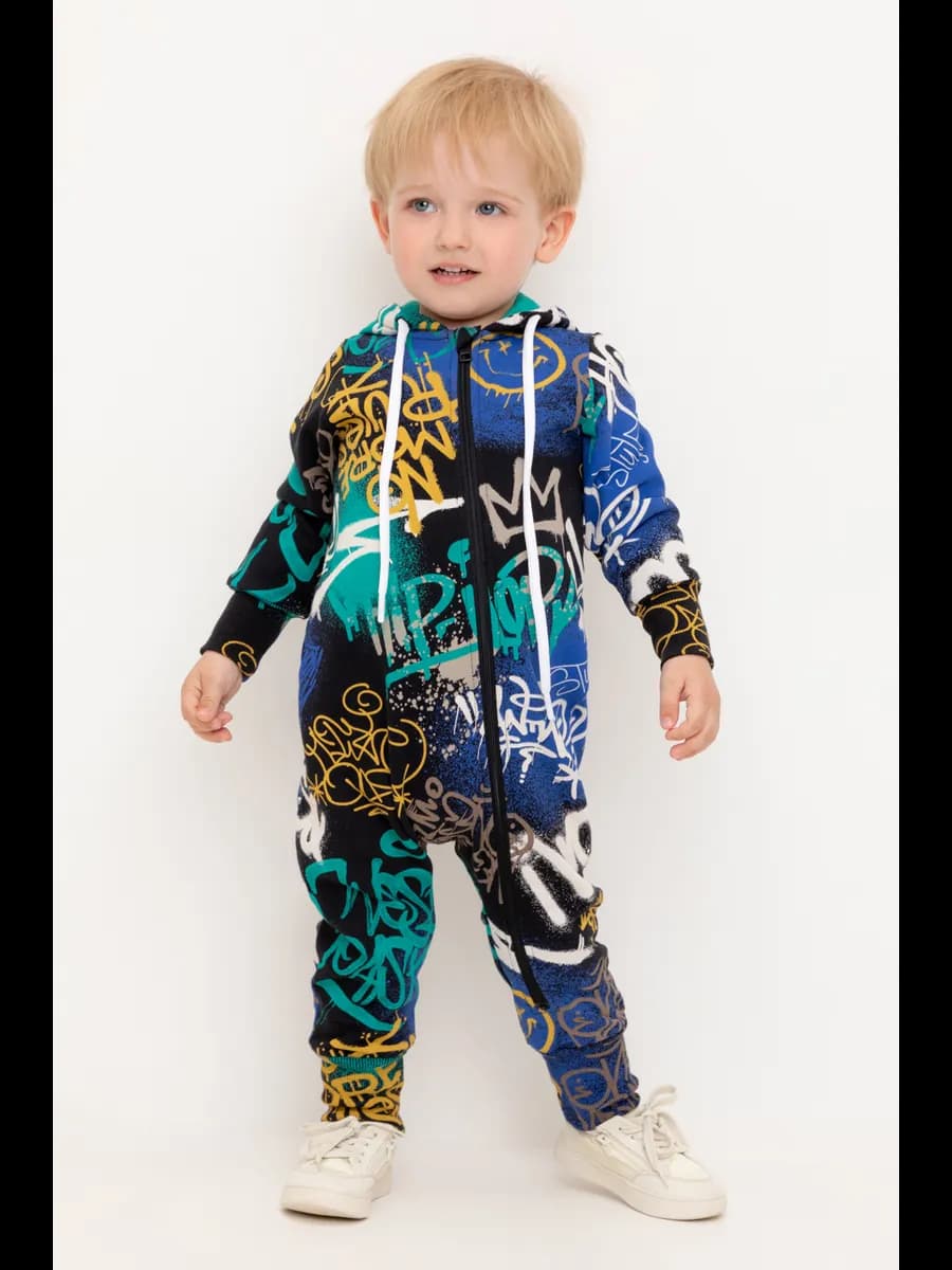 Комбинезон для малыша с начесом и капюшоном