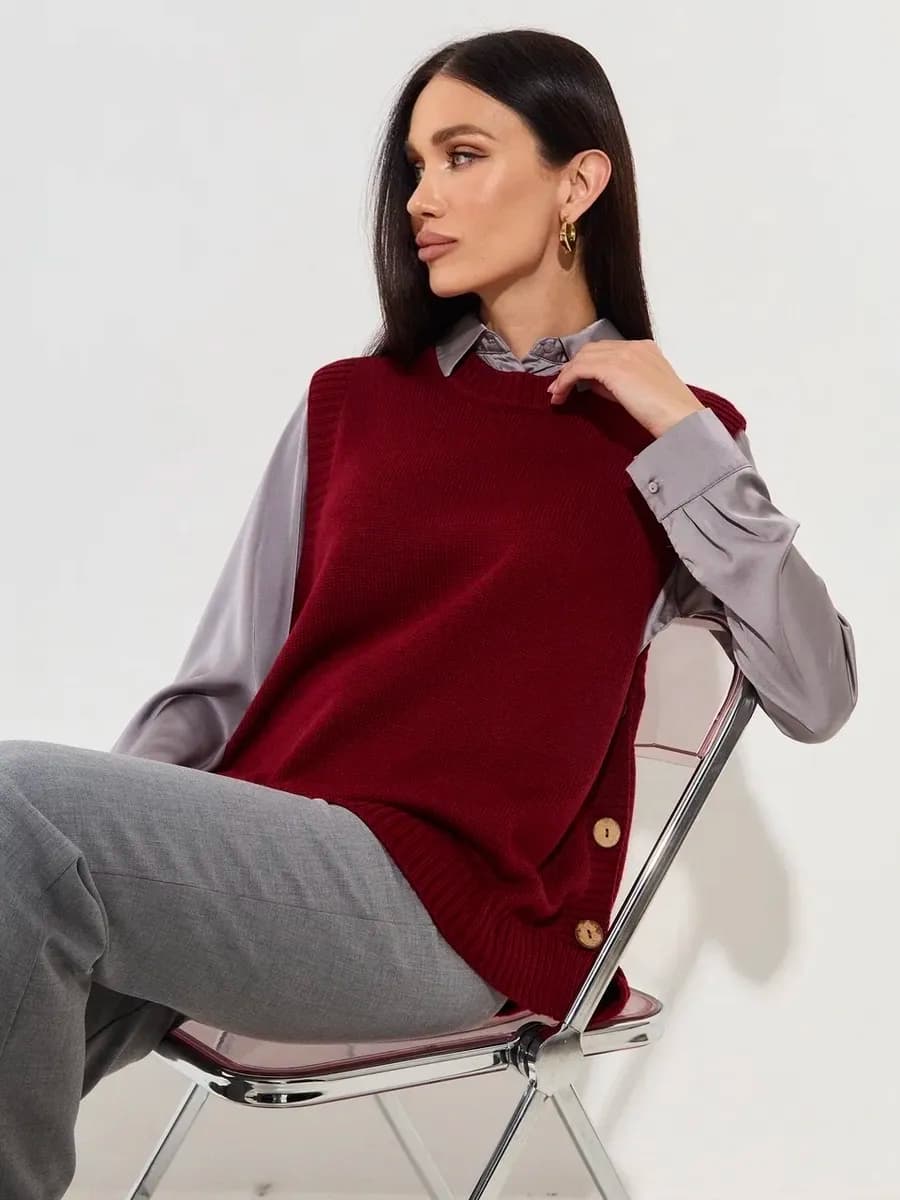 Жилетка вязаная оверсайз удлиненная - фото 1