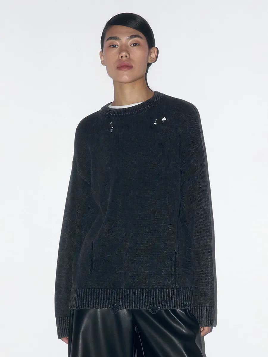 Джемпер-свитер рваный оверсайз гранж - фото 1