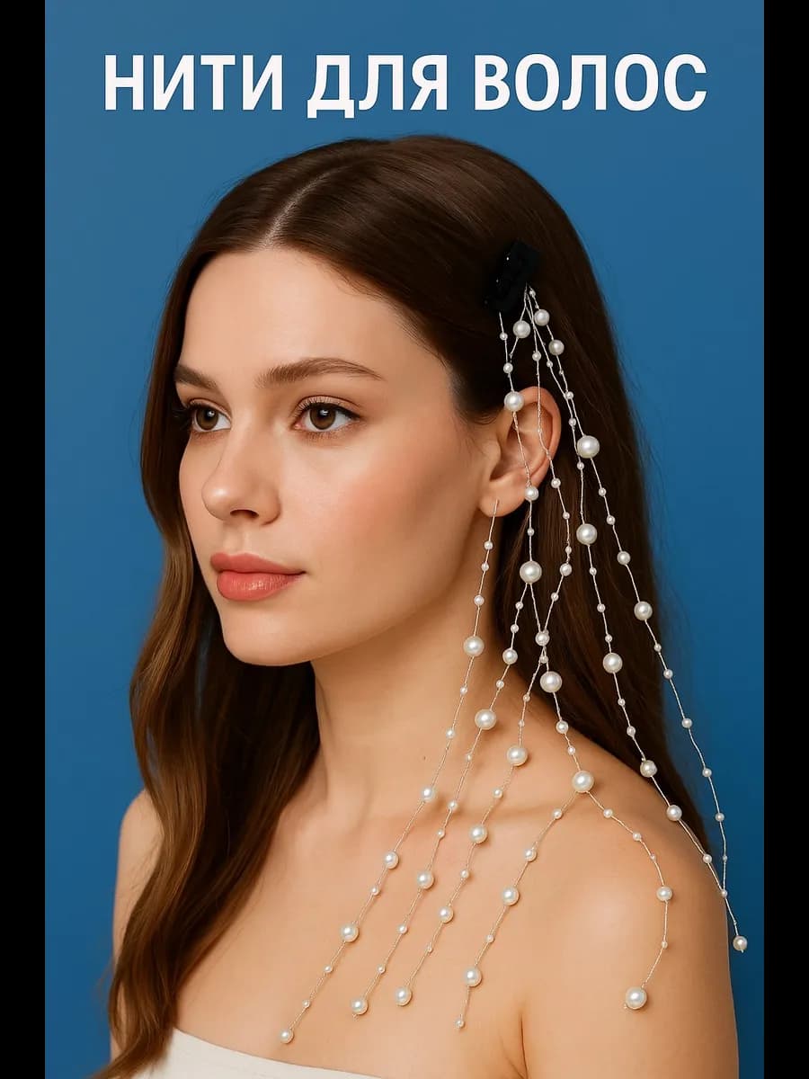 Нити для волос пряди с бусинами 1 шт