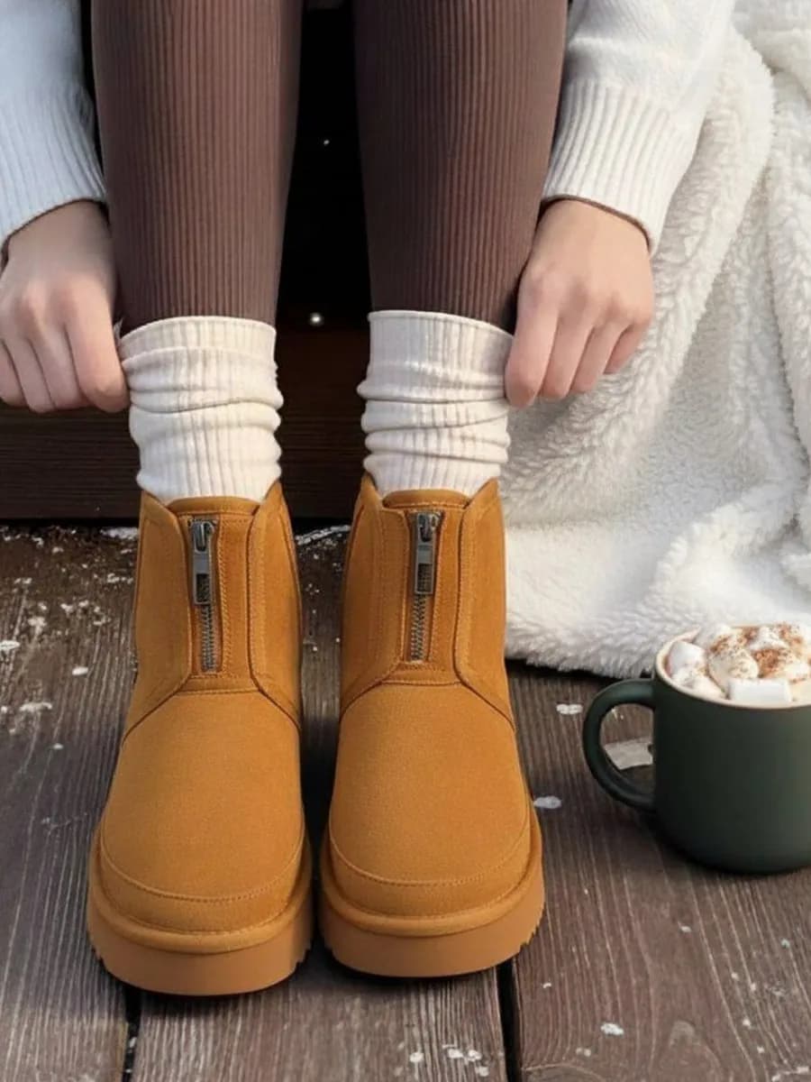 Угги зимние короткие на платформе