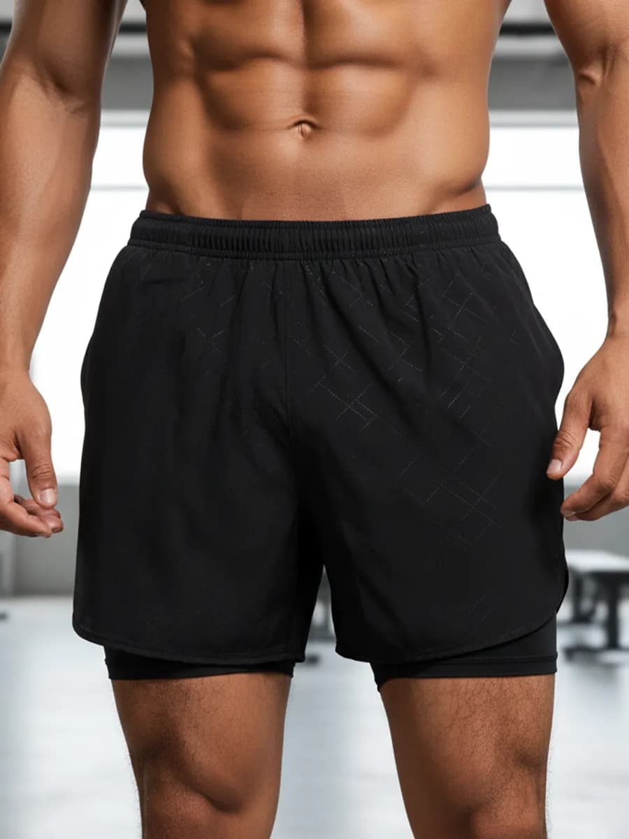 Шорты спортивные для зала и фитнеса с тайтсами черные