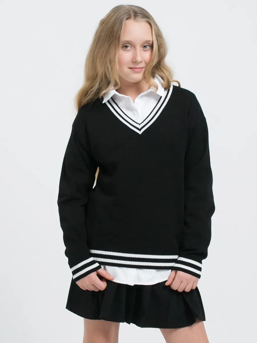 Джемпер школьный вязаный оверсайз