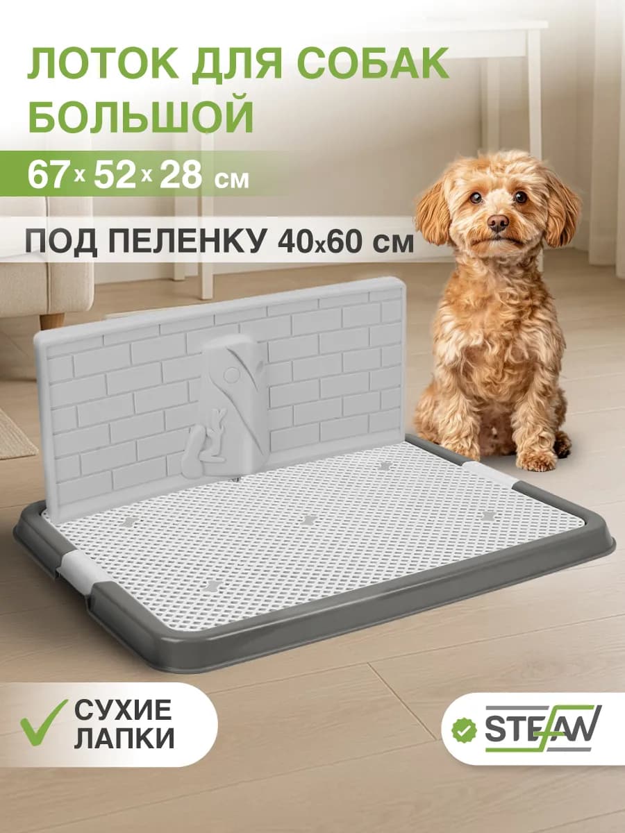 Туалет лоток для собак со стенкой под пеленку большой