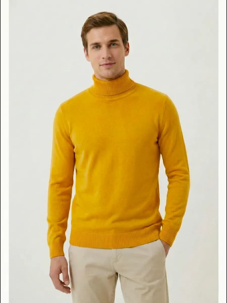 Водолазка теплая с горлом джемпер вязаный хлопок