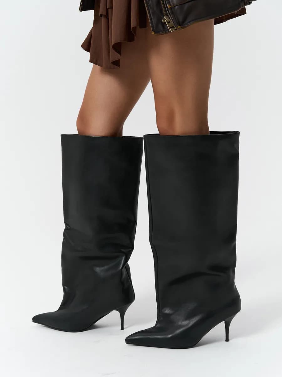 Сапоги на каблуке трубы осенние