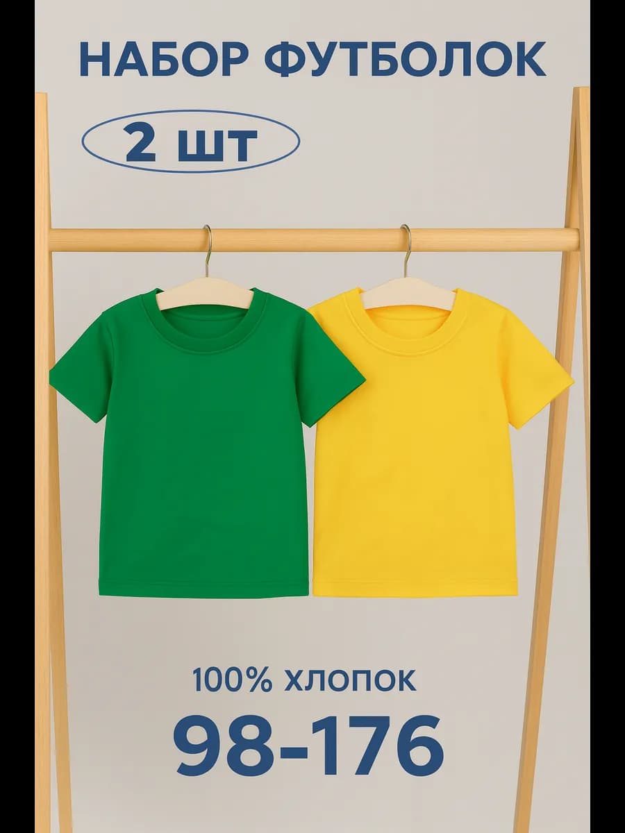 Футболки однотонные набор 2 шт подростковые и детские