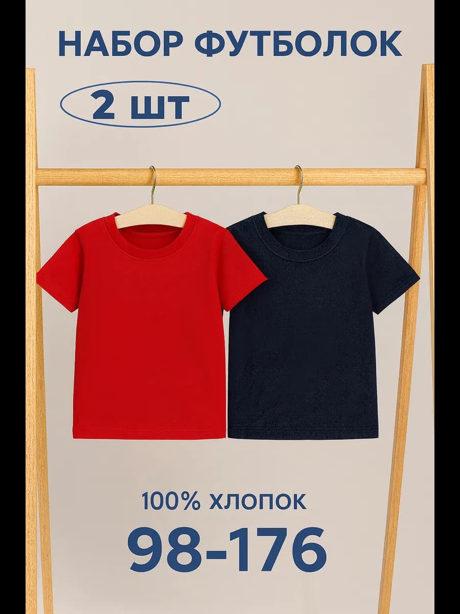 Футболки однотонные набор 2 шт подростковые и детские