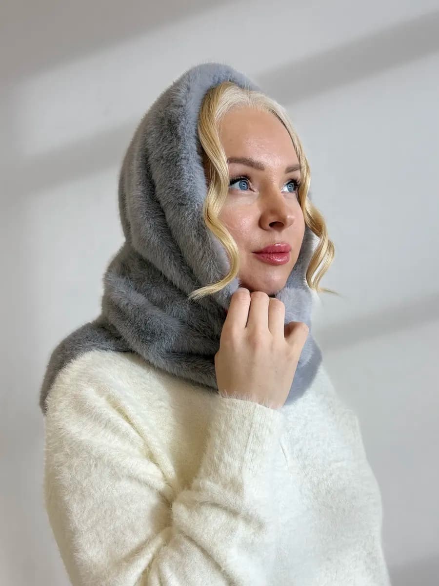 Капор платок меховой на голову и шею