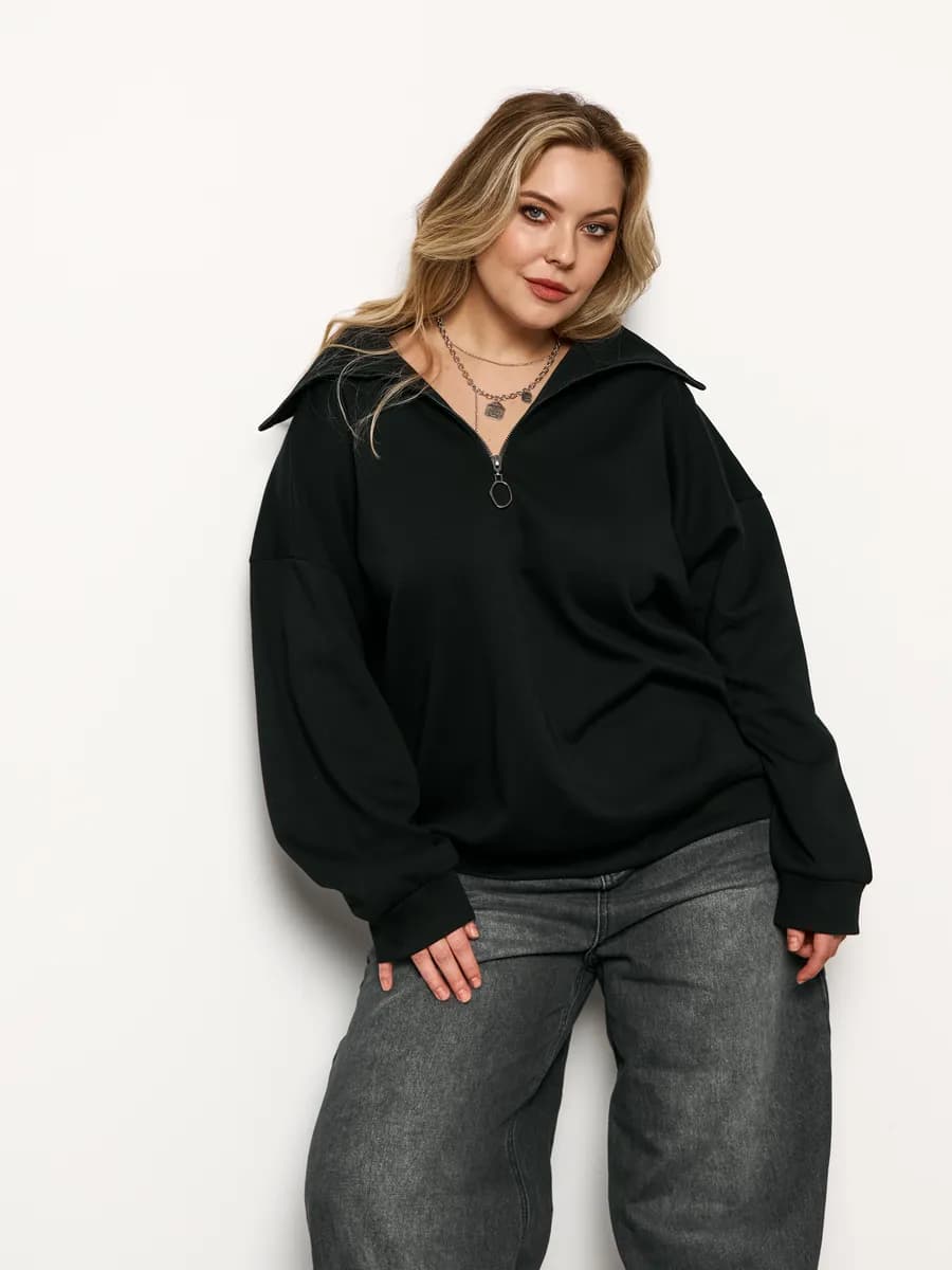 Свитшот на молнии больших размеров