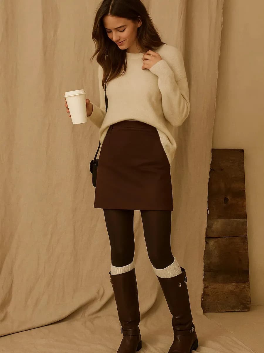 Юбка мини трапеция короткая замшевая