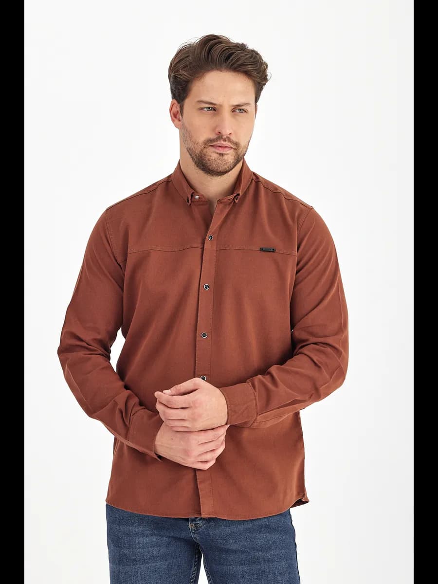 Рубашка хлопок с отложным воротником