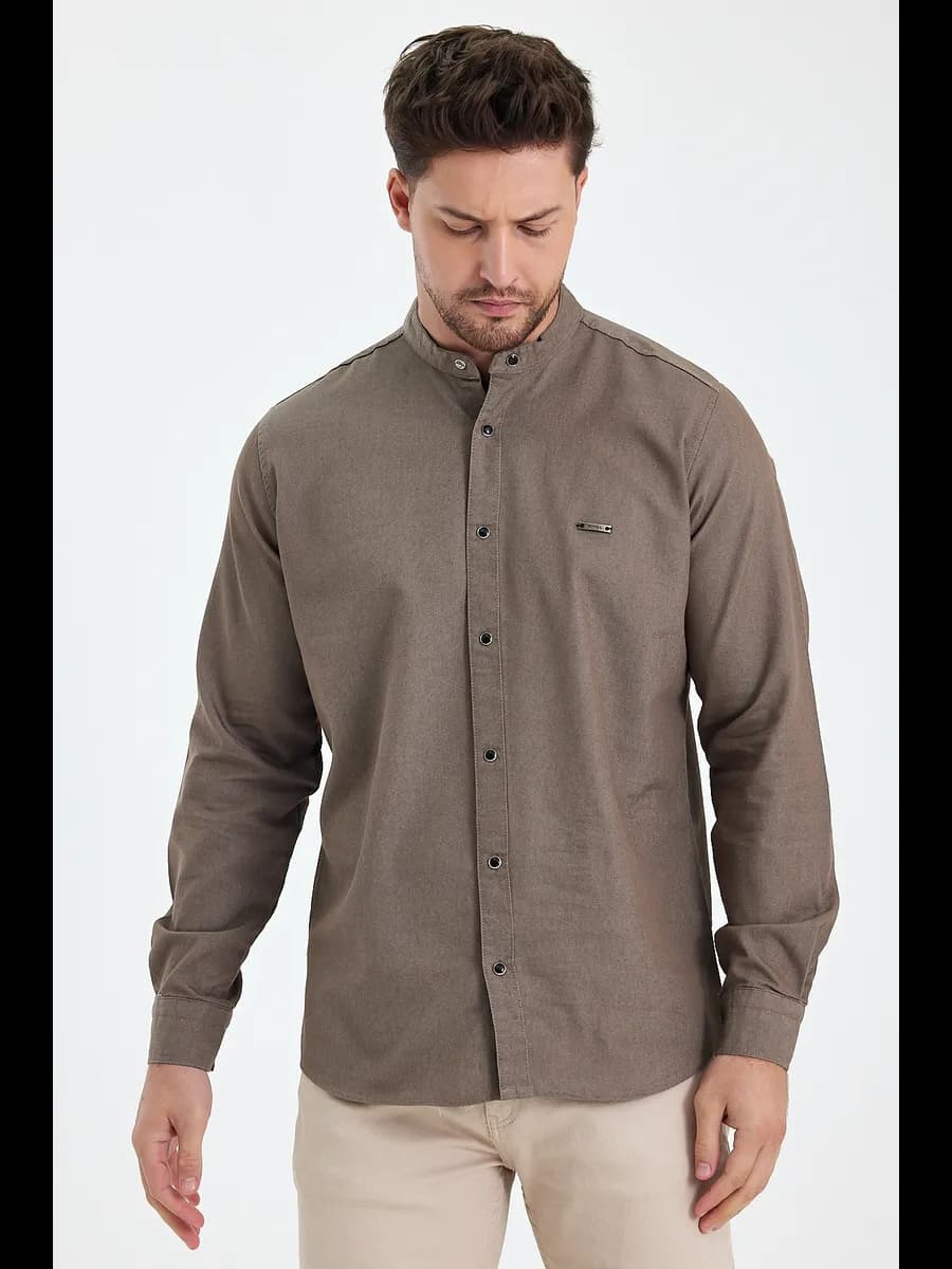 Рубашка хлопок с воротником-стойкой