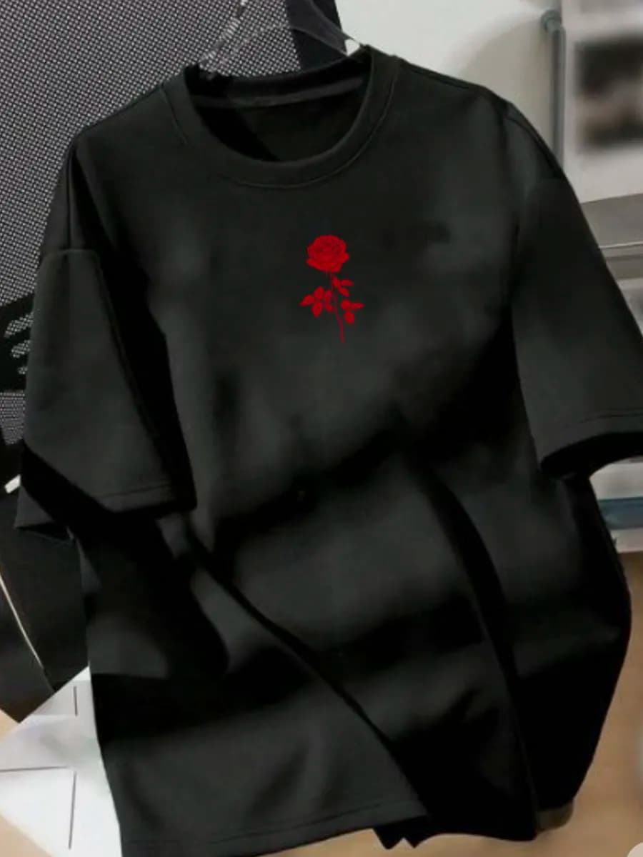 Футболка черная с принтом хлопок