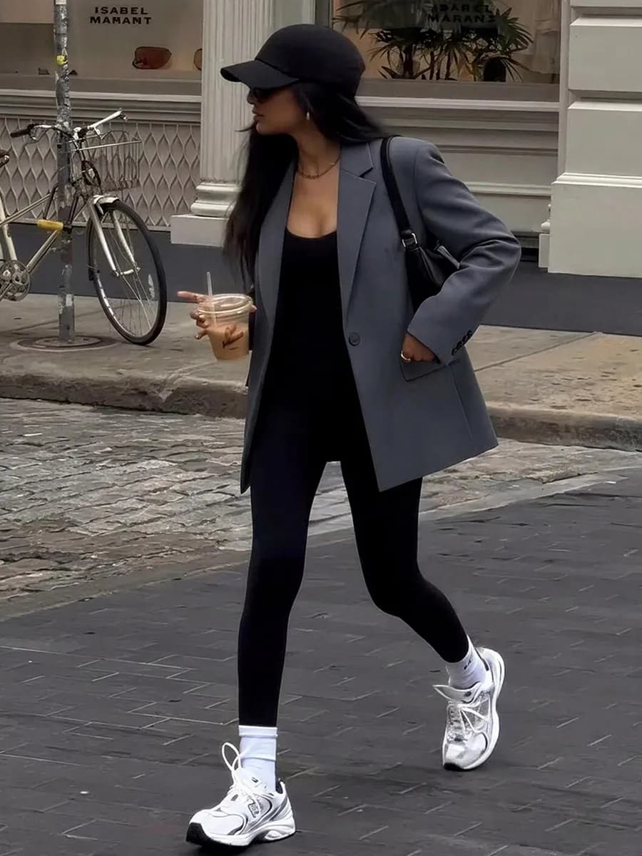 Пиджак серый оверсайз удлиненный