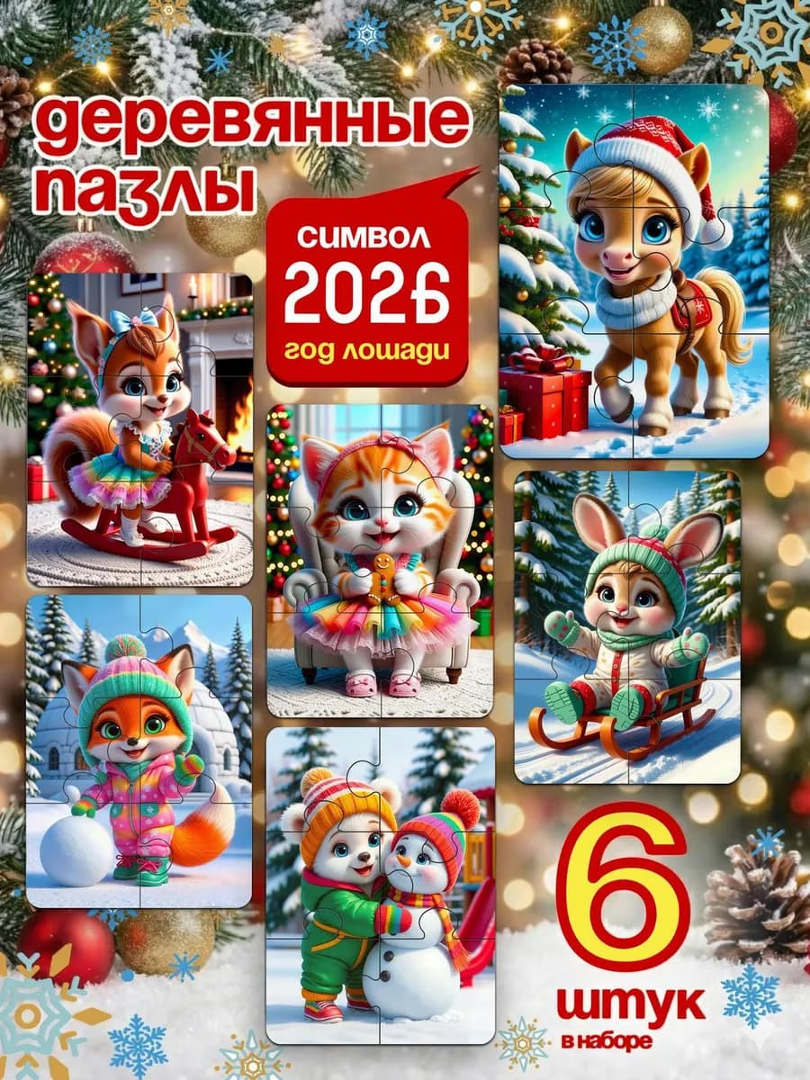 Развивающие деревянные пазлы для детей и малышей 3 лет - фото 1