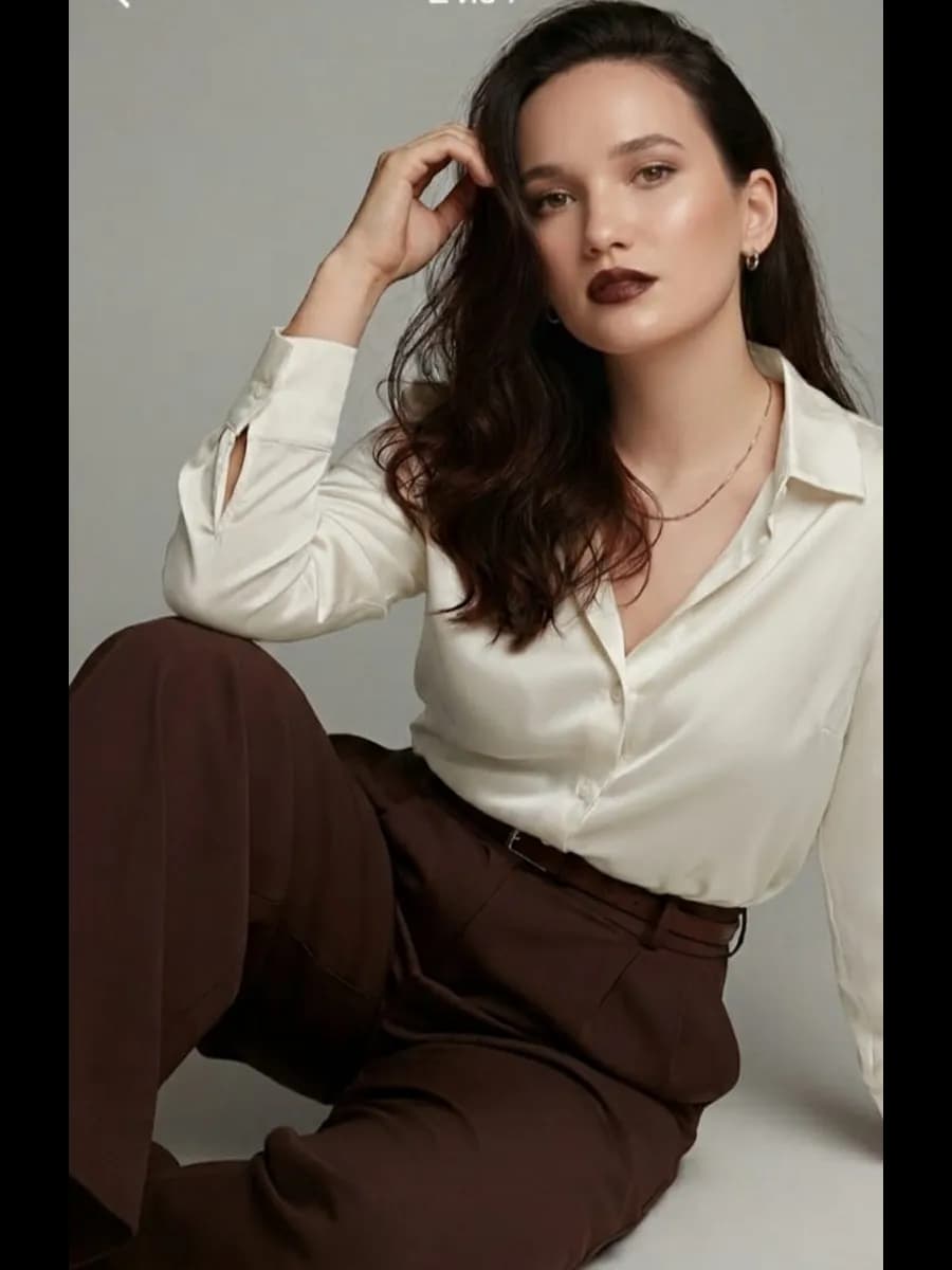 Рубашка атласная блузка офисная