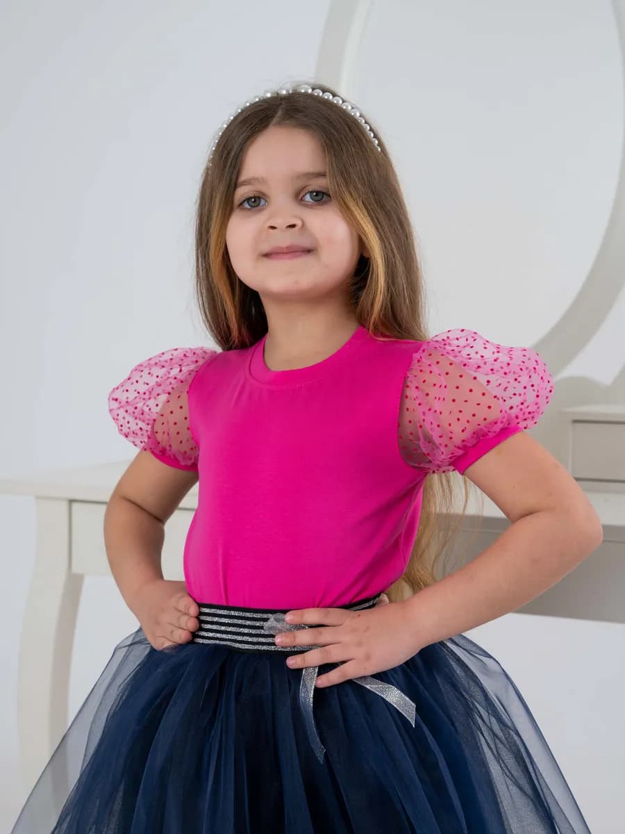 Блузка летняя футболка для маленькой девочки праздничная - фото 1