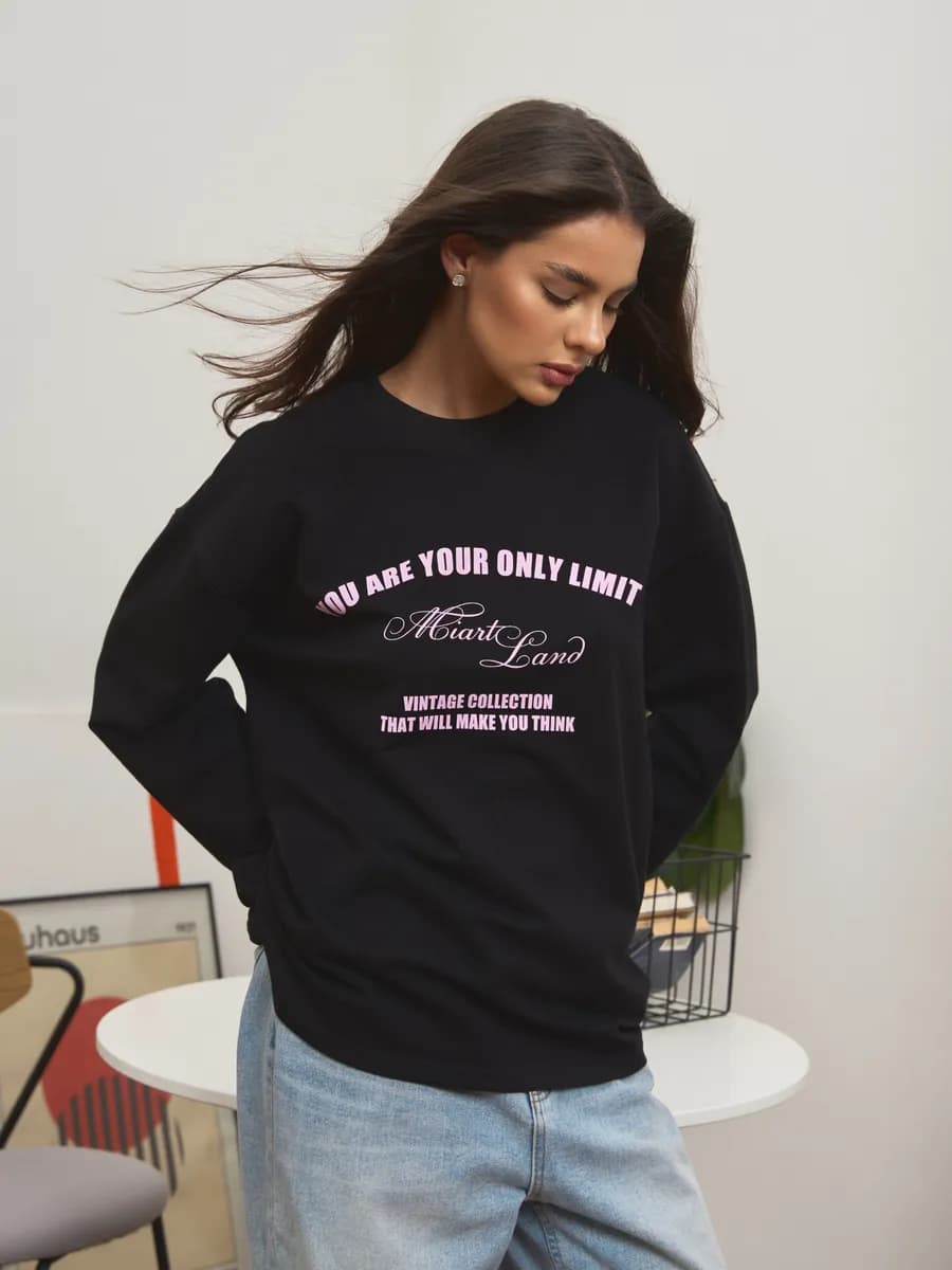 Лонгслив оверсайз из футера базовый