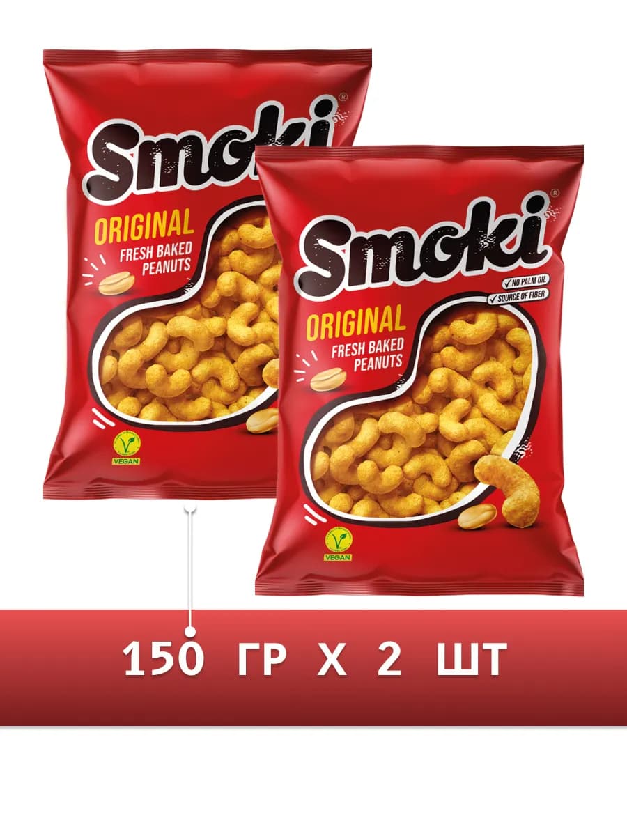 Соленые снеки с арахисом кукурузные 2 шт 150 гр