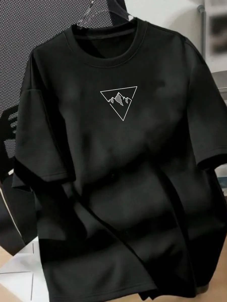 Футболка черная с принтом хлопок