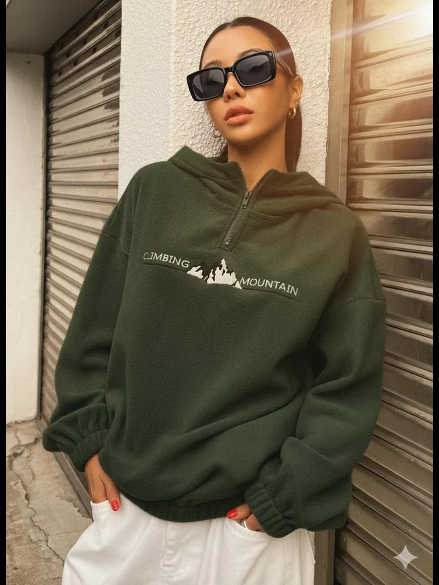 Худи оверсайз с капюшоном на молнии