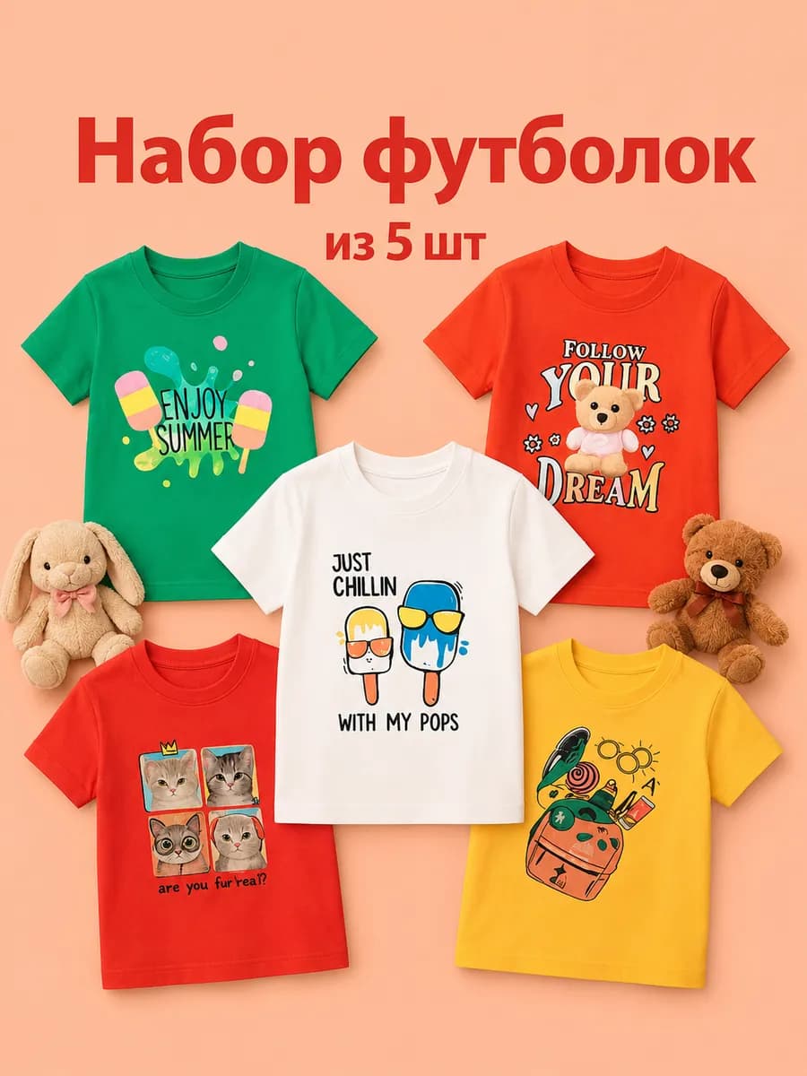 Набор футболок в детский сад 5 шт