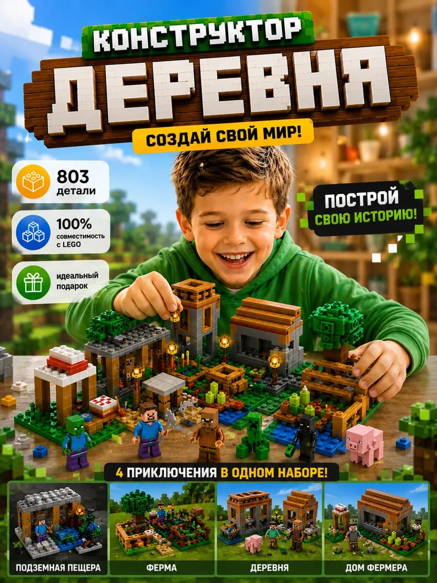 Конструктор деревня большой набор