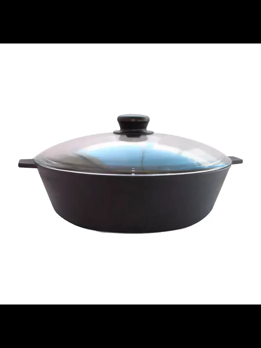 Сковорода у8082 чугунная 280х80 с двумя ушками с крышкой